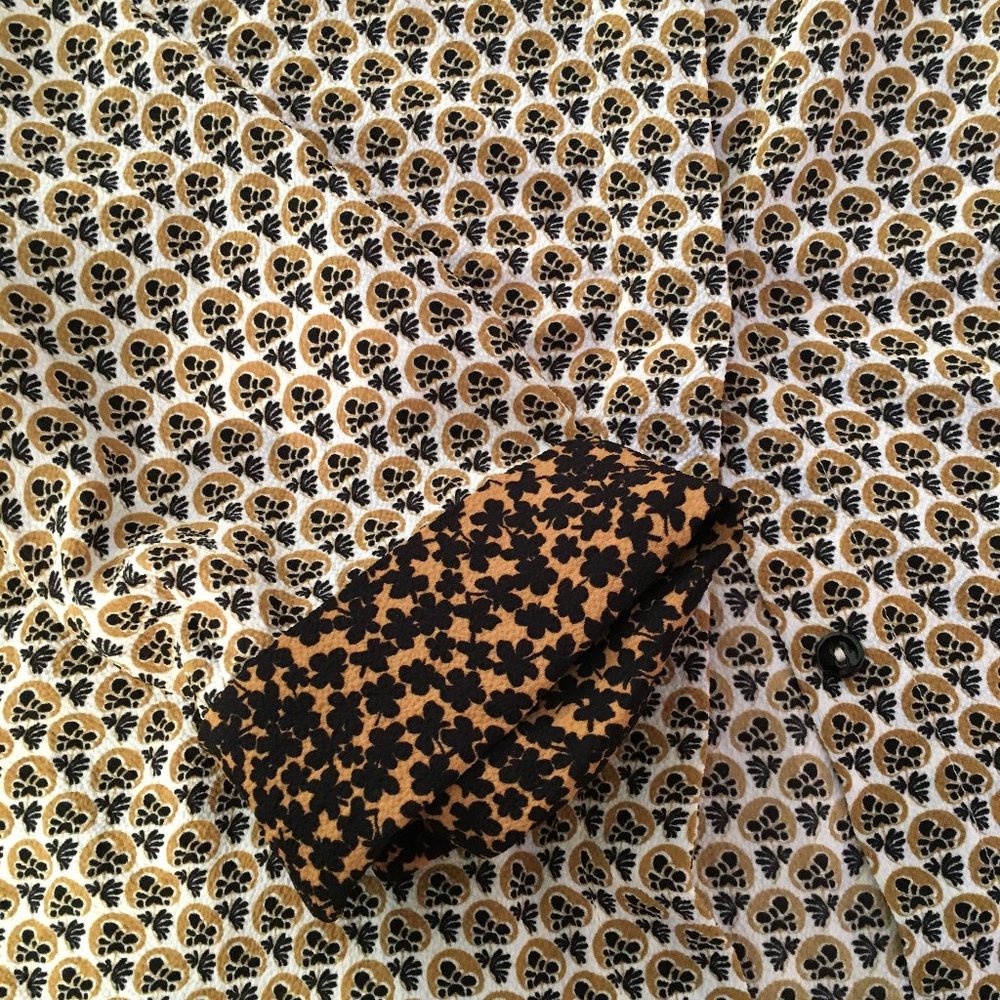 Zara Tan Yellow Black Flower Print Blouse - Picture 8 of 8